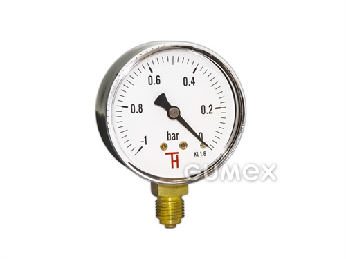 Standard Vakuummeter mit dem Anschluss unten, 63mm, Außengewinde G 1/4", -1-0bar, -40°C/+60°C, 